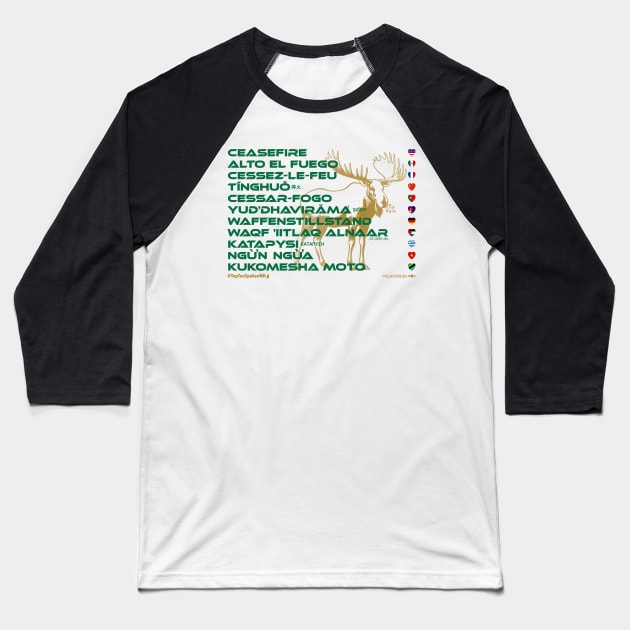 CEASEFIRE: Say ¿Qué? Top Ten Spoken (New Hampshire) (Moose) Baseball T-Shirt by Village Values